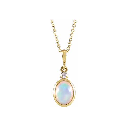 Blue Rubi Ethiopian Opal + Diamond Pendant Necklace