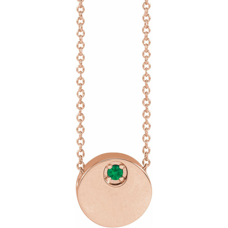 Petite Emerald Disc Necklace
