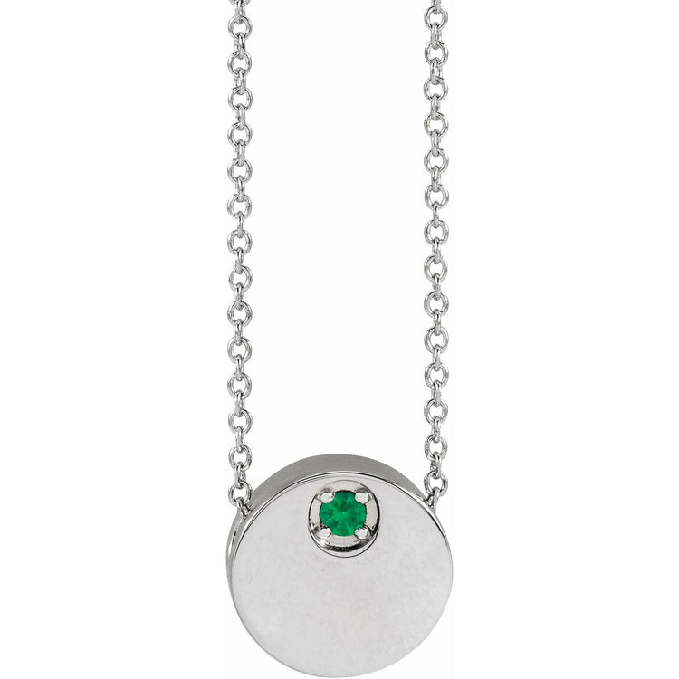 Petite Emerald Disc Necklace