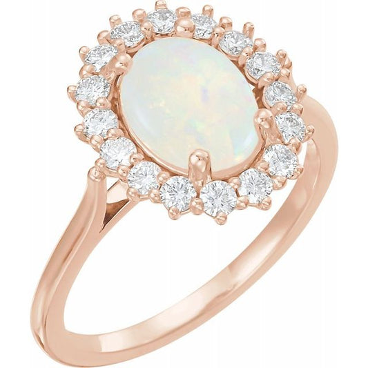 Rose Opal & 1/2 CTW Diamond Ring