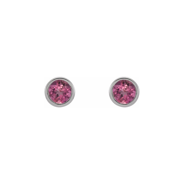 Micro Bezel Natural Gemstone Stud Earrings