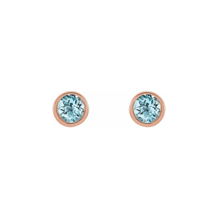Micro Bezel Natural Gemstone Stud Earrings