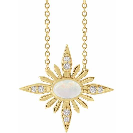 Blue Rubi Yellow Ethiopian Opal + Diamond Celestial Necklace