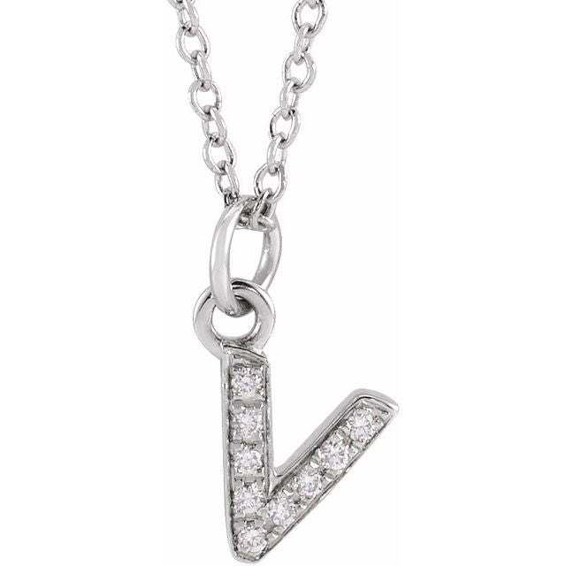 Natural Diamond Petite Initial Capital Letter Necklace