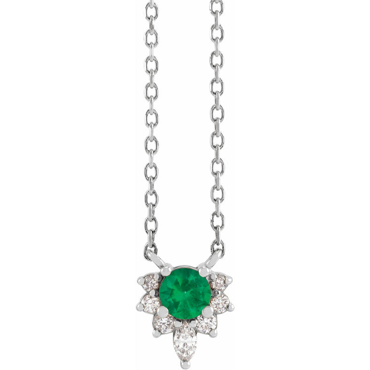 Starburst Emerald + Natural Diamond Necklace