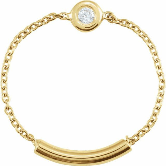 Diamond Bezel-Set Chain Ring