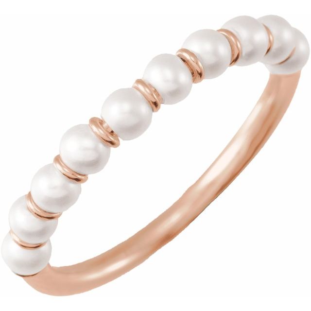 14K Yellow Gold Beaded Pearl Ring