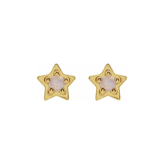 Opal Star Stud Gold Earrings