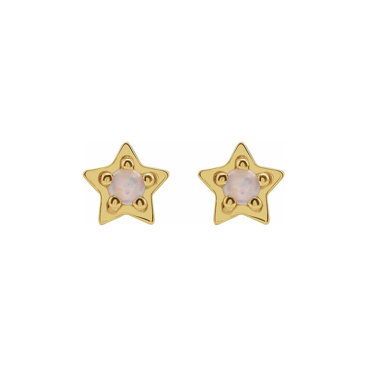Opal Star Stud Gold Earrings