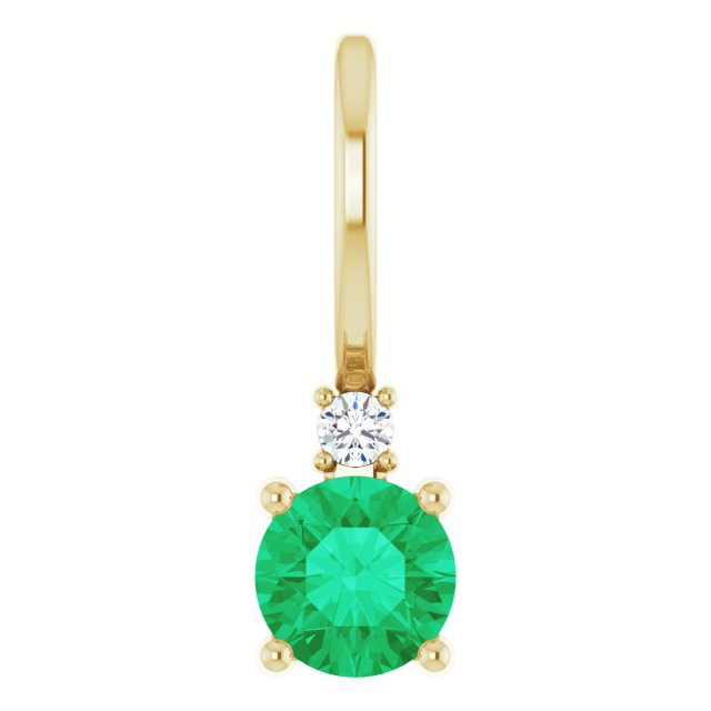 Emerald & Natural Diamond May Birthstone Charm