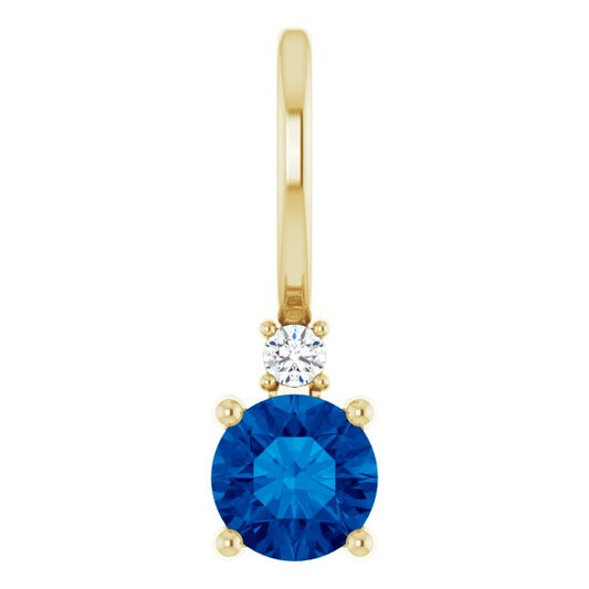 Blue Sapphire & Natural Diamond September Birthstone Charm