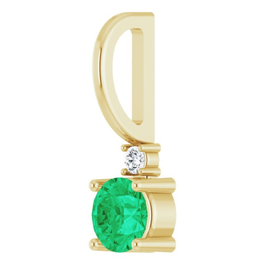 Emerald & Natural Diamond May Birthstone Charm