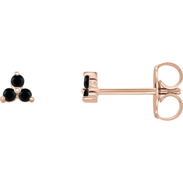 Three Stone Natural Black Spinel Earrings