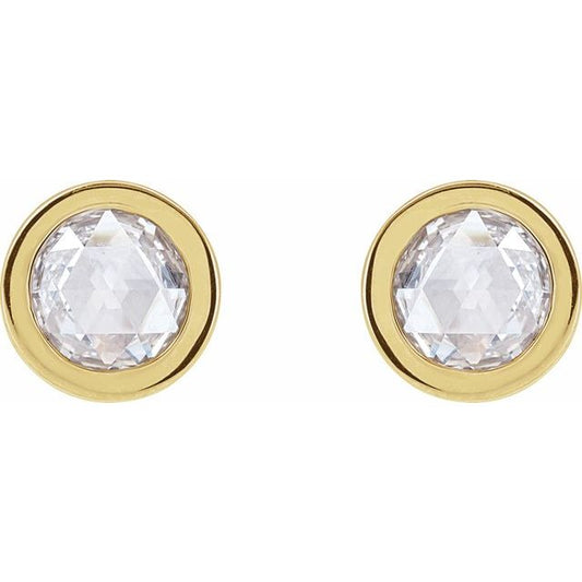 Rose-Cut Moissanite Solitaire Earrings