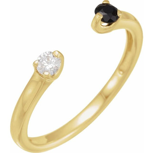 Gold Onyx + Diamond Open Ring