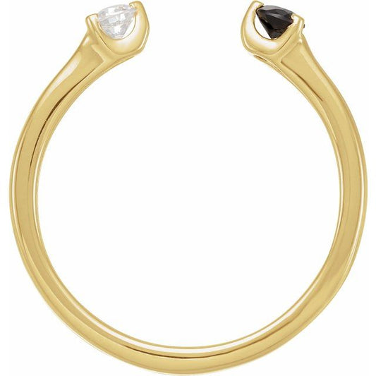 Gold Onyx + Diamond Open Ring