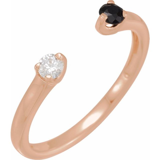 Gold Onyx + Diamond Open Ring