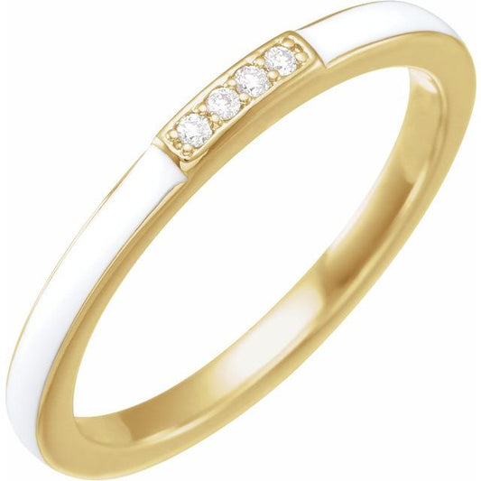 Enamel Diamond Stackable Ring