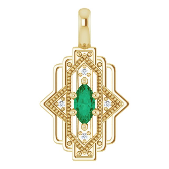 Vintage Inspired Emerald Marquise Pendant