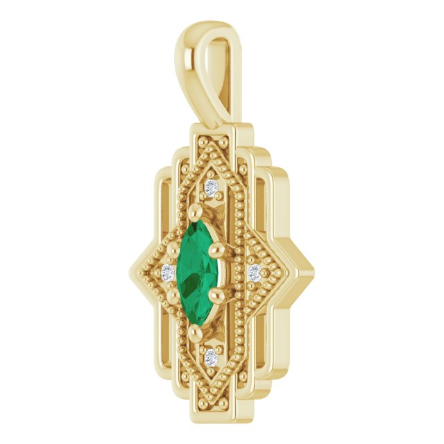 Vintage Inspired Emerald Marquise Pendant