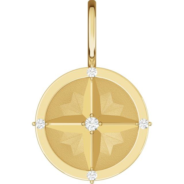 Natural Diamond Compass Charm Pendant