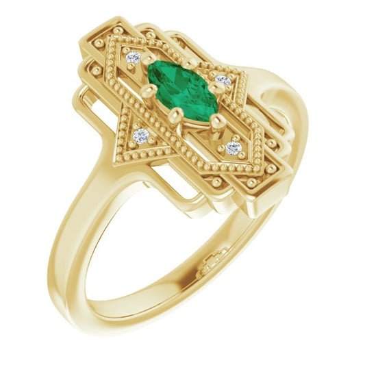 Vintage Inspired Parisian Emerald Ring