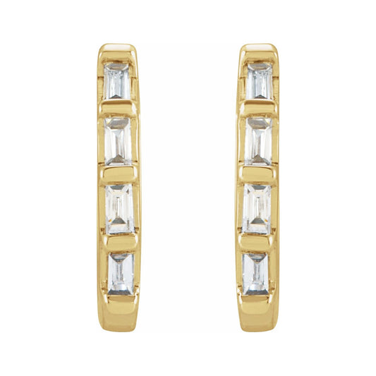Diamond Accented Gold Huggie Earrings