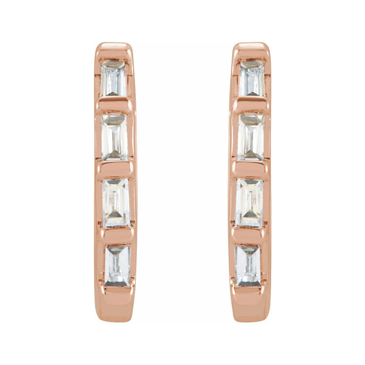 Diamond Accented Gold Huggie Earrings