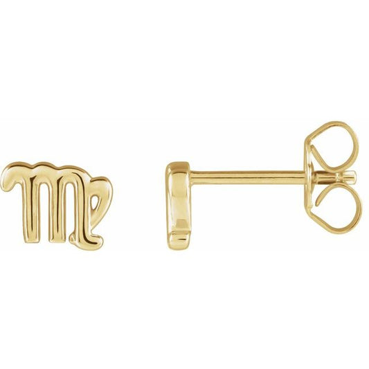 Gold 14k Zodiac Earrings Virgo