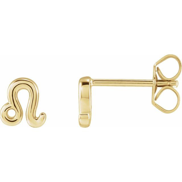 Gold 14k Zodiac Earrings Leo