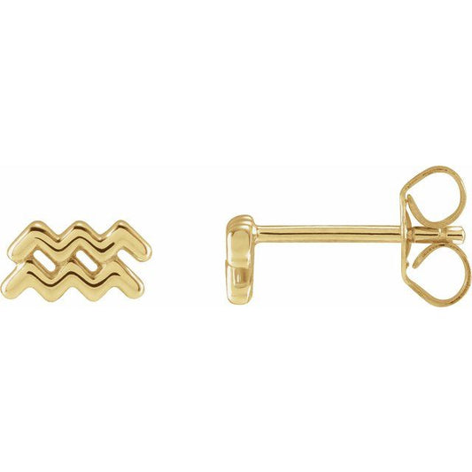 Gold 14k Zodiac Earrings Aquarius