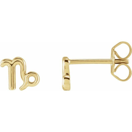 Gold 14k Zodiac Earrings Capricorn