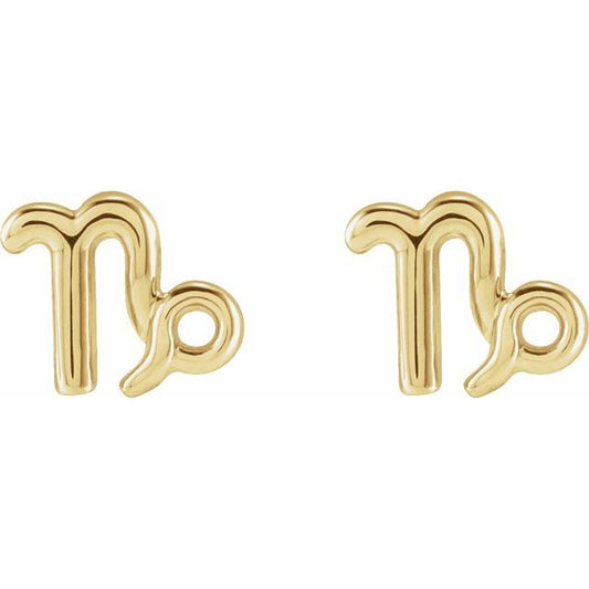 Gold 14k Zodiac Earrings Capricorn