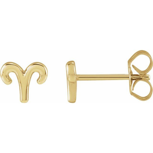 Gold 14k Zodiac Earrings Aries