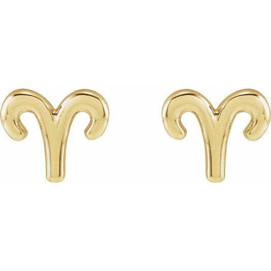 Gold 14k Zodiac Earrings Aries