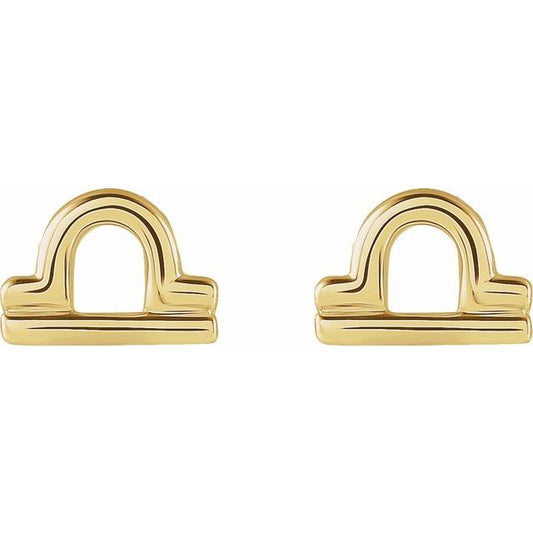 Gold 14k Zodiac Earrings Libra