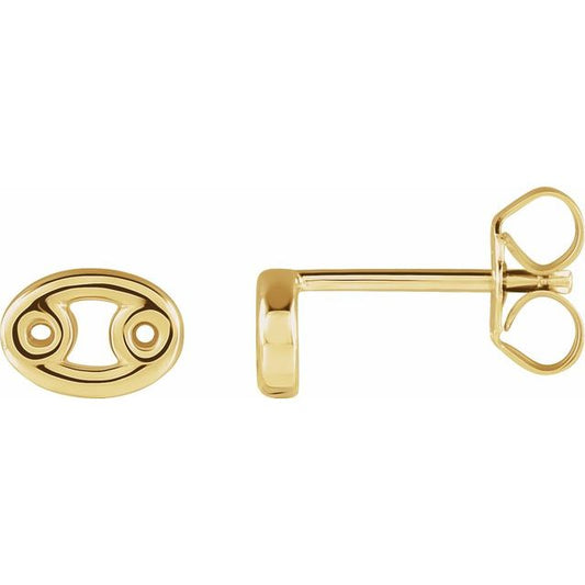 Gold 14k Zodiac Earrings Cancer