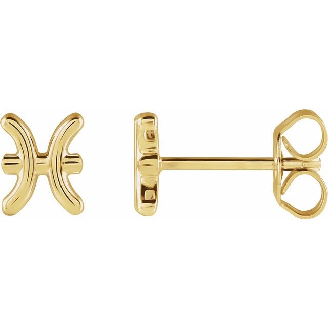 Gold 14k Zodiac Earrings Pisces