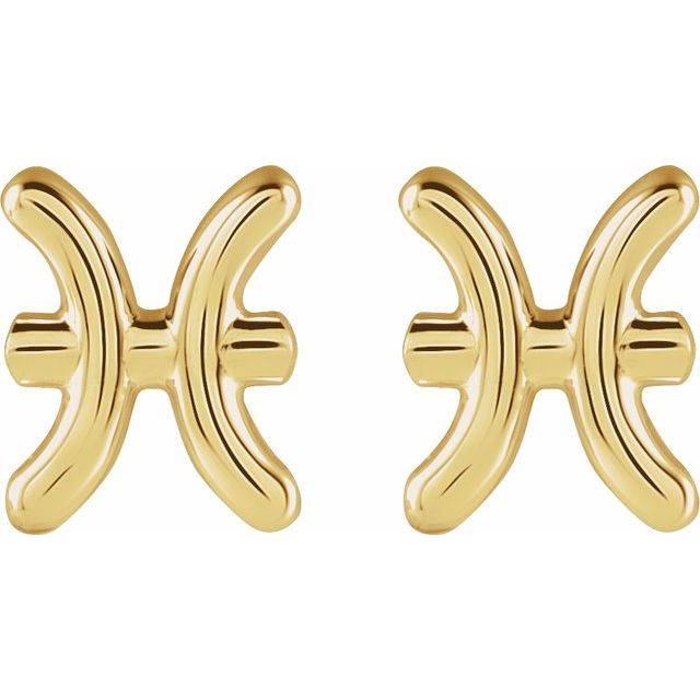 Gold 14k Zodiac Earrings Pisces